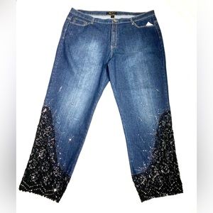 Ashley Stewart Blue and Black Cropped Jeans